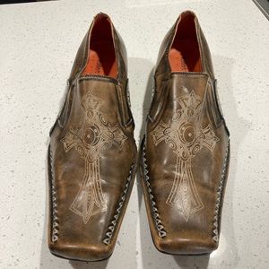 Robert Wayne Brown Square Toe Leather Loafers. Rome Cross Size 13